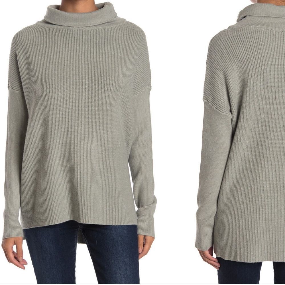 Cyrus Gray Turtleneck Top Medium Sweater Rib Pullover Casual Cozy Cottagecore - Picture 2 of 3
